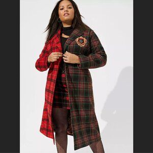 Torrid Betsey Johnson Plaid Lightweight Car Coat Size 3/3X NWT